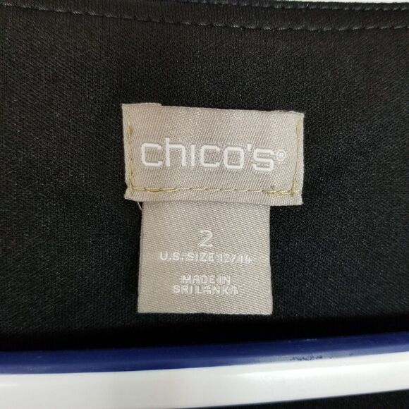 Chico's Women Floral Leopard-Print Dress Sz L Black 3/4 Sleeve Jersey Pullover - Picture 7 of 8